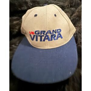 vintage blue and khaki Suzuki Grand Vitara snapback hat with V6 branding